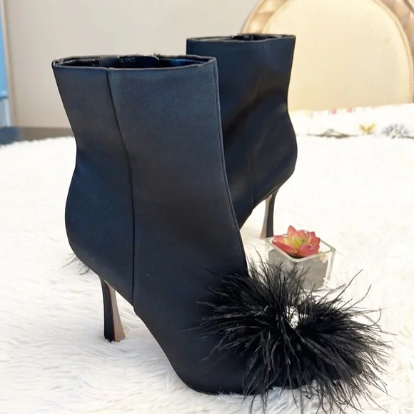 NEW Sam Edelman x Anthropologie Ency Black Satin Heel Ankle Boot women size 7